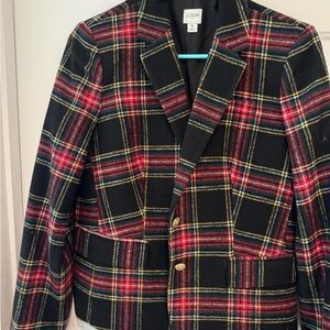 J. Crew Tartan Blazer in Red and Black